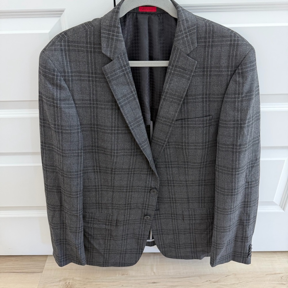 John Varvatos Gray Plaid Sport Coat